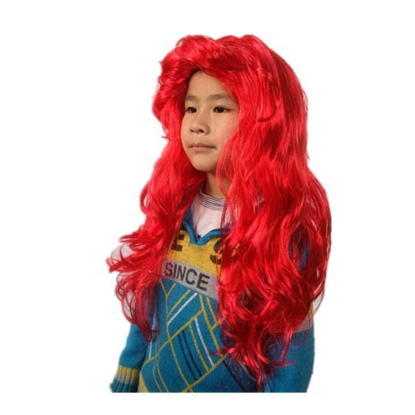 Cosplay mermaid red children's curly hair European-style wig for performance female curly wig