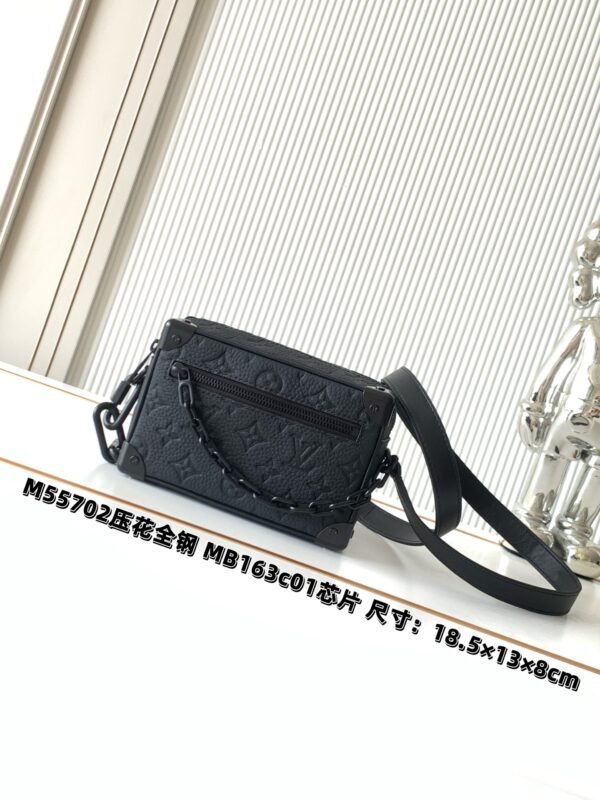 Premium packaging set. Model number M55702. Full leather embossed. Soft Trunk mini handbag.