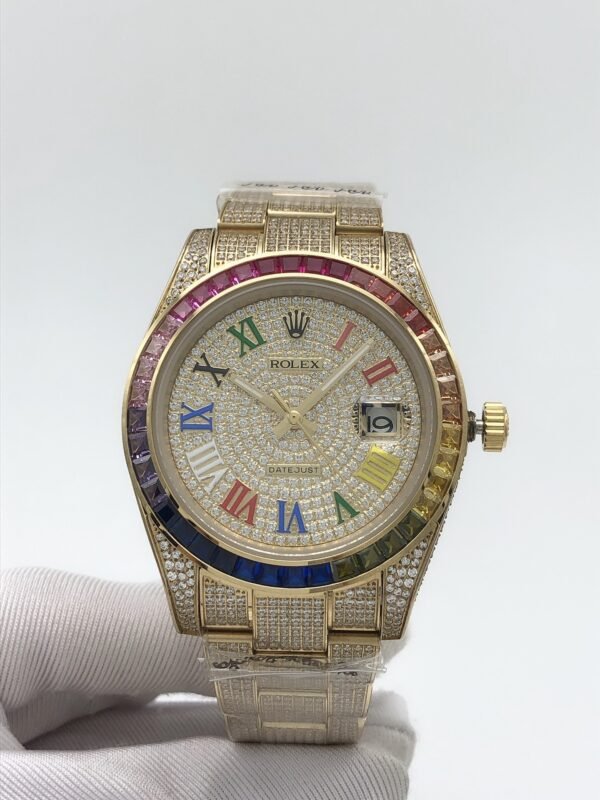 Rolex 41mm colored diamond Roman numerals