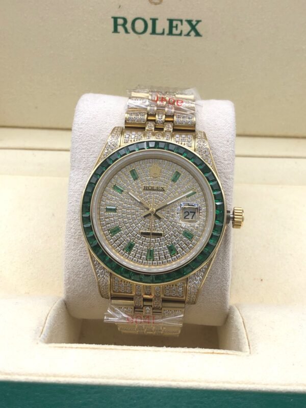 Rolex 41mm green sapphire diamond
