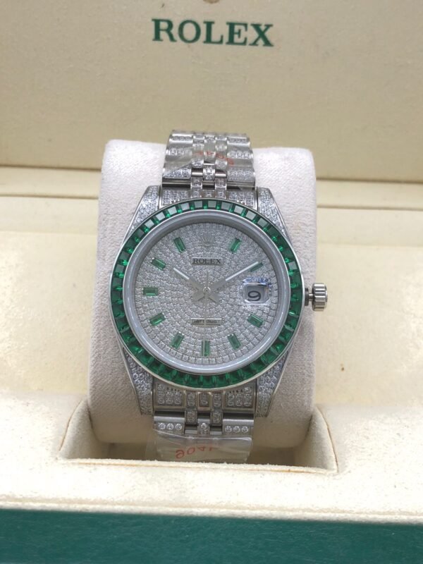 Rolex 41mm green sapphire diamond