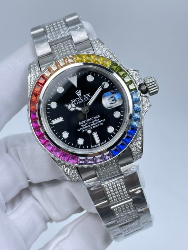 Rolex 41mm SUB with rainbow bezel