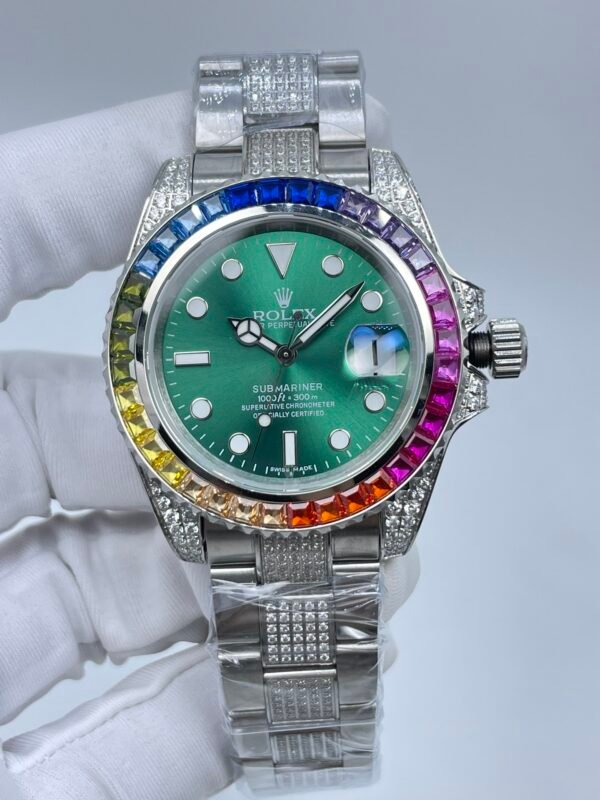 Rolex 41mm SUB with rainbow bezel