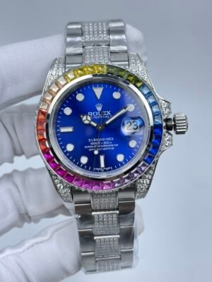 Rolex 41mm SUB with rainbow bezel